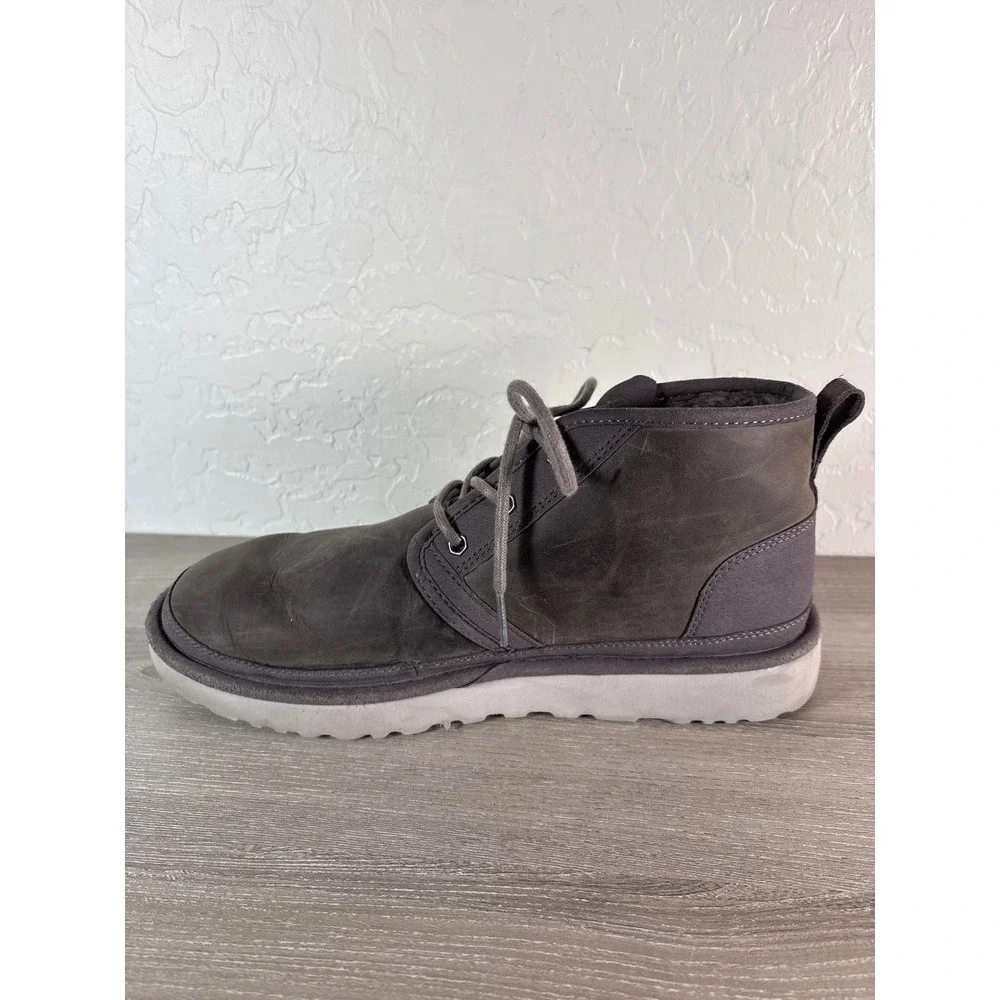 UGG Neumel Dual Zip‎ Mens Size US 11 Charcoal Dark Gray Leather Boots